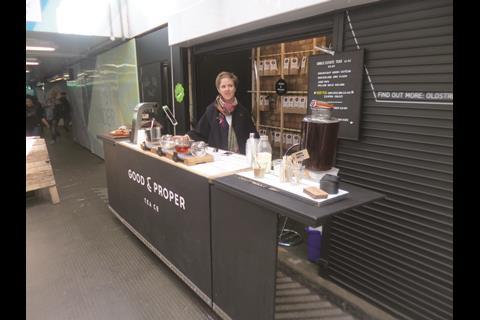 Good & Proper Tea Co. pop-up stall in Old Street underground station